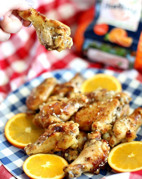 orange glazed BBQ chicken wings